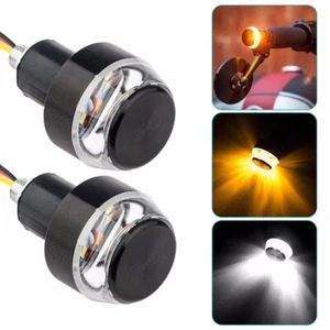 2pcs DC12V Motorcycle LED Turn Signal Light Indicator Blinker Handle Bar End - Foto 1 di 11