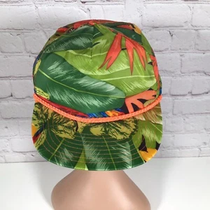Vintage Hawaii Trucker Mütze Seil flache Krempe grün orange Papagei Nissin Cap - Bild 1 von 9