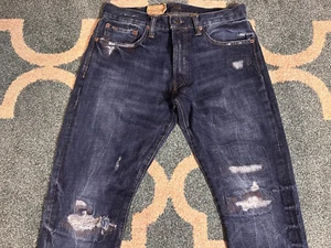 New POLO RALPH LAUREN VARICK Slim Straight Blue Cotton Men's Jeans Patches 32-32 - Picture 1 of 17