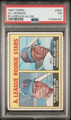 1967 Topps #569 Rookies Rod Carew/Allen PSA 1 RC Rookie Am League DP  (5055) - Image 1 of 2
