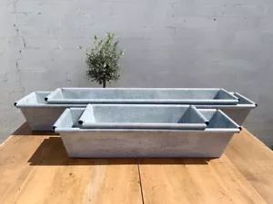 Long Zinc Trough Planter, Grey Metal Rectangle Plant Pot Window Box - 6 sizes - Picture 1 of 6