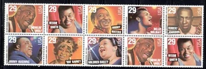 #2854-61  1994 29-cent Blues and Jazz Singers se-tenant strip of 10 MNH - Picture 1 of 1