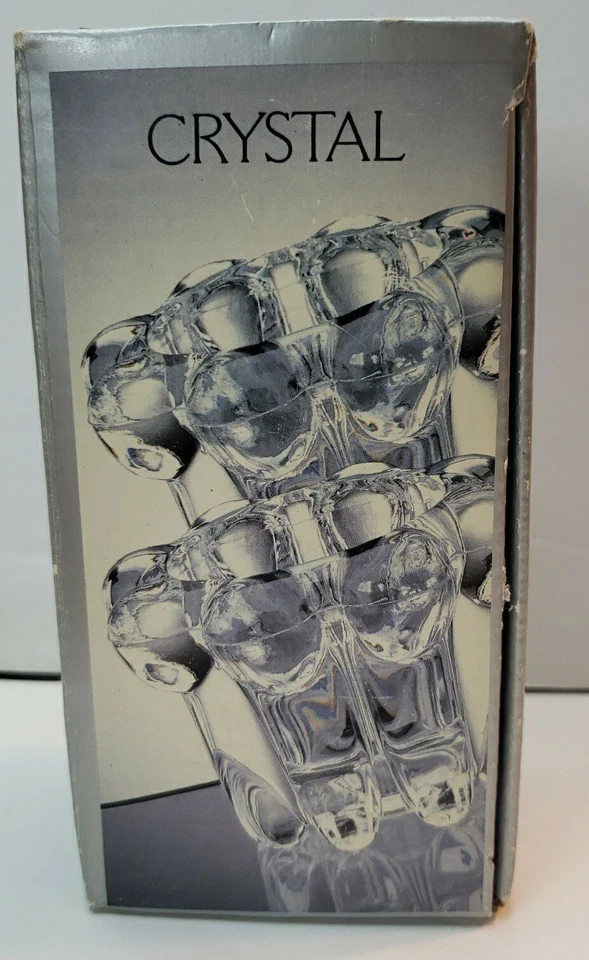 Vintage Crystal Candle Holder Set Of 4 Votive Tapered Clear Alco W/Box