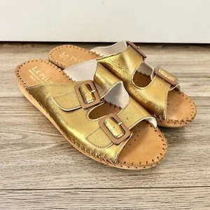 La Plume Jen Sandale Gold Metallic Buckle EU Größe 39 BRANDNEU - Bild 1 von 8