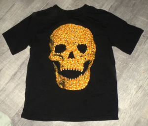LOT of 2 NEW Kids SS HALLOWEEN Shirts CANDY CORN SKULL + JACK-O-LANTERN Size 6-8 - Picture 1 of 3