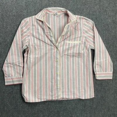 Gap Body Pajama Top Women's Small Striped Button Up Vintage Adults 100% Cotton - Image 1 of 4
