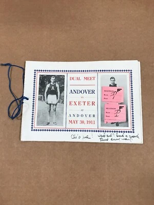 Andover-Exeter Track Meet Program w/Tix May 30, 1911 Andover Massachusetts - Image 1 of 4