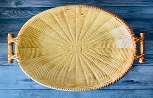 Vintage selten California Pottery Basketweave Stil Keramik Serviertablett Platte S22  - Bild 1 von 5