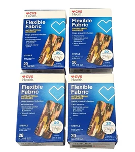 Flexible Fabric Antibacterial Sterile Bandages - 4 Boxes - 20 Count Each New - Picture 1 of 5