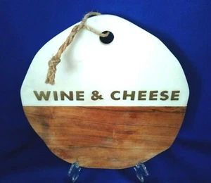 Marmor, Teakholz und Messing Intarsien "Wein & Käse" Käse Schneide Servierbrett - Bild 1 von 4