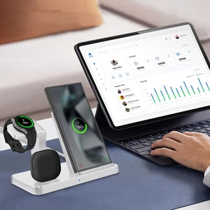 3in1 Fast Wireless Charger Ladestation für Samsung Galaxy Watch 7/6/5 S24 Ultra - Picture 1 of 19