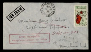 DR WHO 1936 FRENCH MADAGASCAR FIRST FLIGHT? TANANARIVE TO MANAKARA RTS? m20068 - Picture 1 of 2