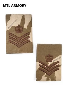 BRITISH DESERT DPM STAFF SERGEANT EPAULETTES \ SLIP ONS \ SHOULDER RANKS (PAIR) - Picture 1 of 1