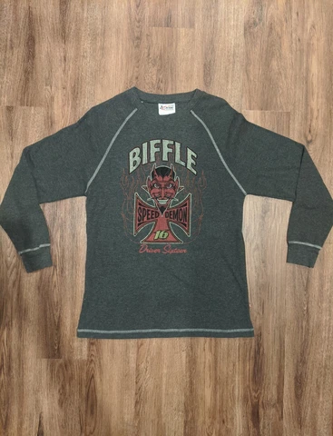 Speed Demon Chase Authentic NASCAR #16 Greg Biffle Gray Men's Thermal Shirt Sz L Cover