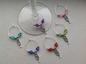 Handgefertigtes Set 6/8/10/12 Prosecco Weinglas Charms, Henne, Geburtstagsparty - Bild 1 von 5