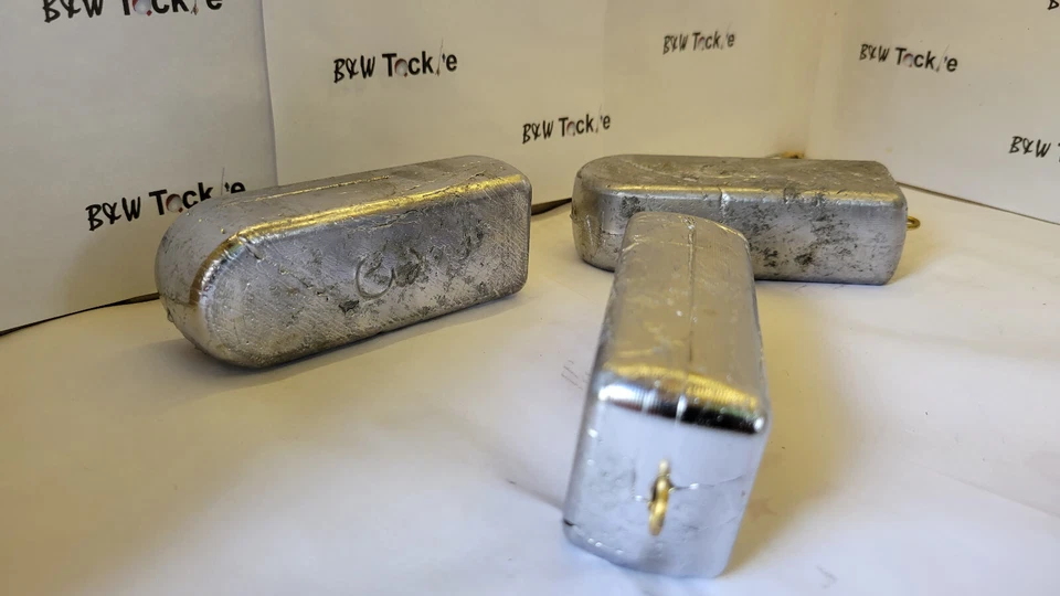 B&W TACKLE 3lb (Pound) Lead Rock Cod Weight Sinker with brass eye, Deep Drop Fishing, Qty 6