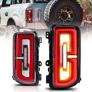 LED Tail Light Set with Red Lens fits 2021-2024 Ford Bronco - Picture 1 of 9