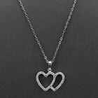 0.40Ct Natural Diamond 14K Solid White Gold Heart Necklace