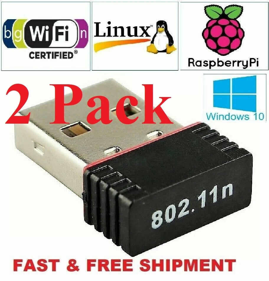2 x New Realtek USB Wireless 802.11B/G/N LAN Card WiFi Network Adapter RTL8188 - Image 1 of 2