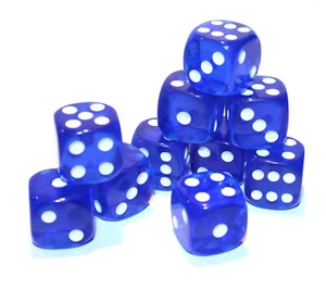 Nuevo Juego de 10 Dados de Esquina Redondeada Translúcida 16mm - 5/8" Dados de Juego - Azul - Imagen 1 de 1