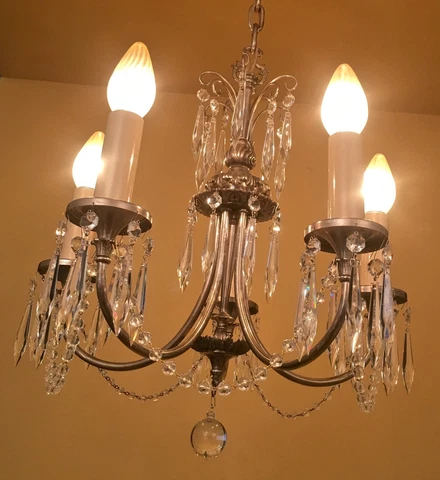 Vintage Lighting 1920s Crystal Chandelier fully restored Cover