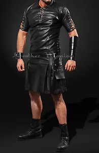 Falda escocesa falda escocesa falda de cuero fino leather kilt - Imagen 1 de 2