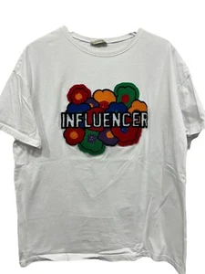 Zara T-Shirt Influencer Top Embroidered White Multi Crew Neck Size L - Picture 1 of 5