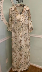 Vintage Styled By Saybury Hauskleid Hausmantel Leinen Libelle Blumen Half Zip M - Bild 1 von 6