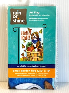 Rain Or Shine Small Garden Flag ~ Hello Fall ~ Dog in Basket 12.5" x 18" - Picture 1 of 3