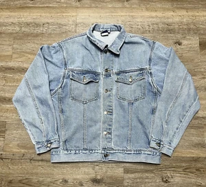 VTG Saugatuck Denim Jean Jacket Light Wash Button Down Trucker Biker Size M - Picture 1 of 12
