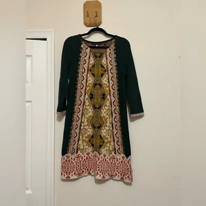 Anthropologie Knitted & Knotted Lanka Embellished Beaded Sweater Dress Green SP - Picture 1 of 9