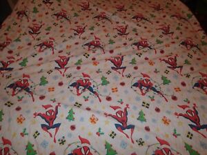 Spiderman Holiday Flannel Twin Flat Sheet-RARE