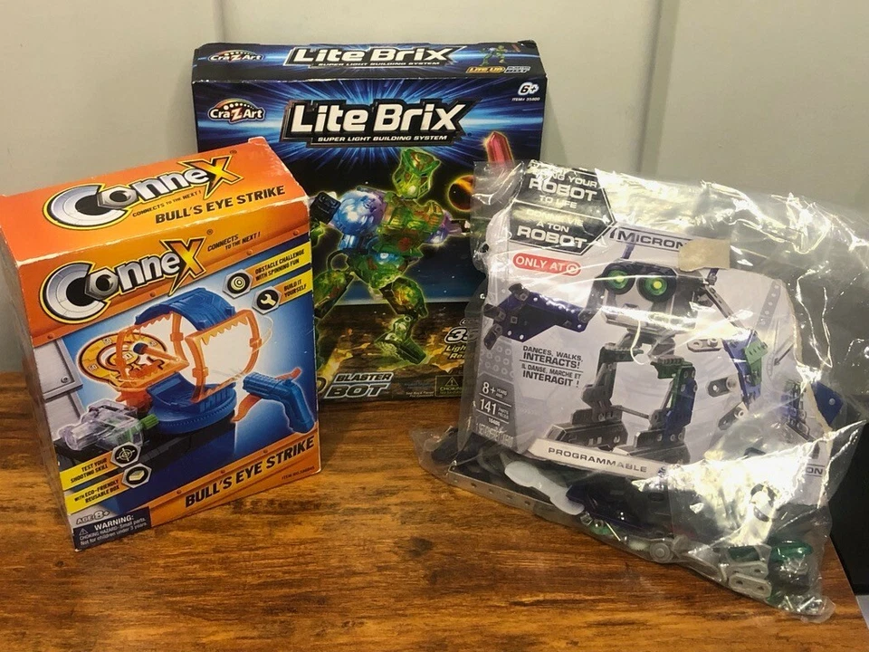 Lot of Building Toys - Lite Brix Lite Up Blaster Bot, ConneX, & Micron Robot - Image 1 of 4