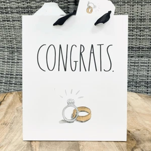 NWT Rae Dunn White CONGRATS Wedding Engagement Gift Bag w/ engagement ring card - Picture 1 of 12