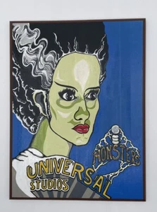 Original Signed Painting Bride Frankenstein Monster Artwork OOAK Comic Horror - Picture 1 of 10