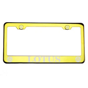 T304 Gold Chrome License Plate Frame Stainless Steel Silver Lotus Laser Etched - Picture 1 of 11