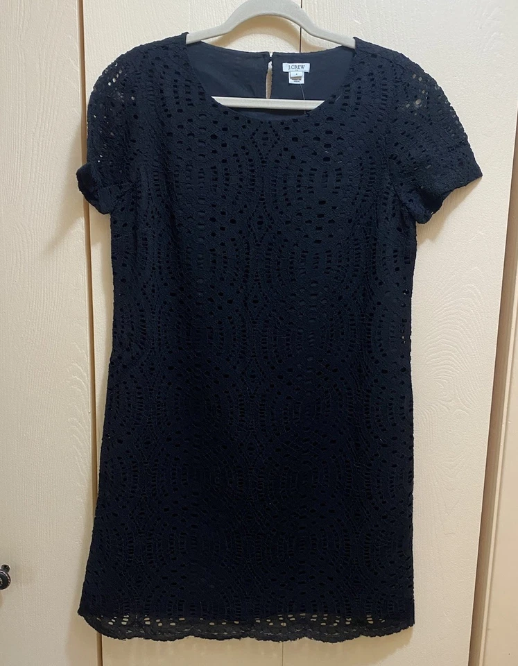J Crew Factory Black Lace Scalloped Hem Dress Size 4 Style H5408