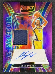 Parche Panini Select #XMS-MYL Myles Turner X-Factor automático púrpura Prizm/99 2024-25 - Imagen 1 de 2