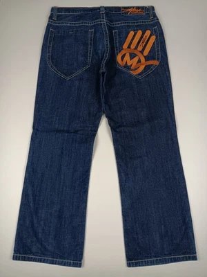 Miskeen Jeans Mens 40 Blue Denim Embroidered Skater Baggy Pants  - Image 1 of 4