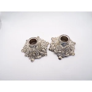 Vintage Japan Silber Weinblatt Kerzenständer Halter 2er Set - Bild 1 von 2