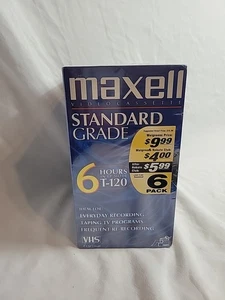 6 Stück Maxell T-120 Standardqualität VHS leere 6 Stunden Kassetten Neu - Bild 1 von 7