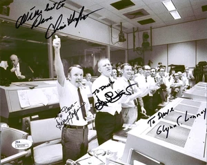GENE KRANZ+CHRIS KRAFT+GERRY GRIFFIN+LUNNEY SIGNED 8x10 PHOTO TO DAVE JSA - Picture 1 of 1