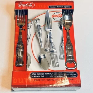 Coca-Cola 17 Piece Classic Bottle Flatware Set Bottle Opener Forks Spoons Knives - Picture 1 of 13