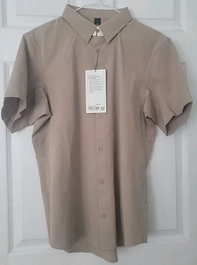 Neu mit Etikett Gr. L lululemon luftiges leichtes kurzärmliges Hemd in transparenter Eiche LM3DK7S, UVP $ 88 - Bild 1 von 7