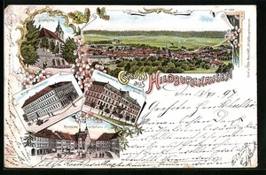 Lithographie Hildburghausen, Totalansicht, Satdtkirche, Bau- und Bahnmeistersch - Picture 1 of 2