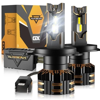 AUXBEAM 9003 H4 LED Headlight Bulbs Kit 120W 30000LM Hi/Lo Beam White CANBUS 2x - Image 1 of 4