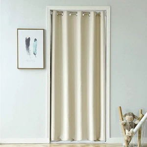 Grommet Beige Doorway Curtain Panels 79 Inches Long Thermal Insulated Solid R... - Picture 1 of 5