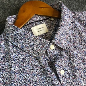 7Diamonds Shirt Mens XL Purple Floral Print Short Sleeve Button Up 4 Way Stretch - Picture 1 of 7