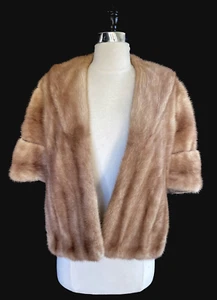 Brown MINK Fur Stole, Wedding Shawl, Autumn Haze Pastel Rustic Vintage Cape - Picture 1 of 6