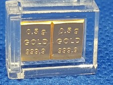 goldbarren 2 x 0,5 gramm 999,9 Valcambi tolles Geschenk in Plexi Box